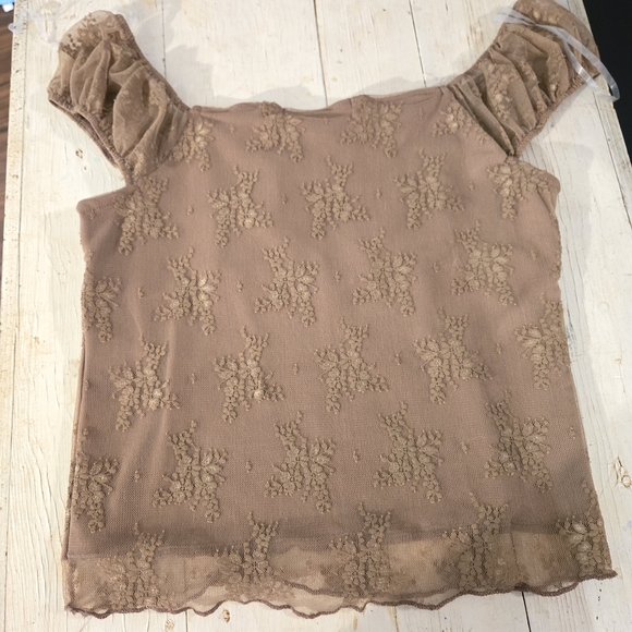 Madden Girl Medium Babydoll Brown Lace Sleeveless Top Floral Embroidery Y2k Vtg - Picture 6 of 11